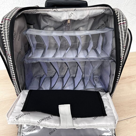 London Fog Under the Seat Carryon Sheffield Roller Bag 15IN Houndstooth #1470 - Picture 15 of 16